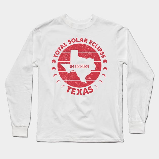 Texas Solar Eclipse 2024 Long Sleeve T-Shirt by Folke Fan Cv